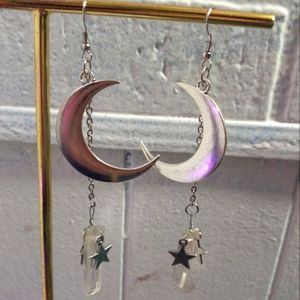 Crecent moon crystal drop earrings